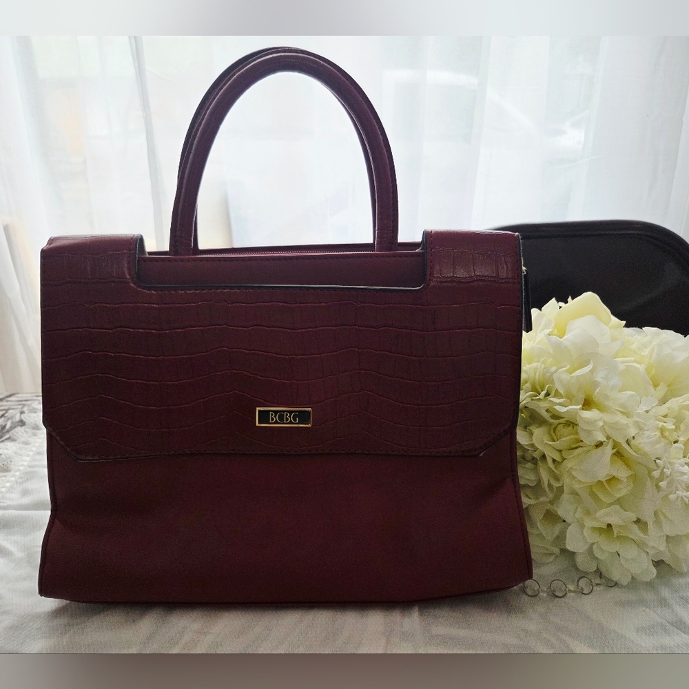 BCBG Burgundy Croc-Embossed Women's Bag